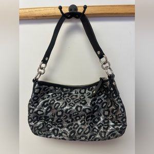 Coach shoulder bag cheetah print medium black and silver